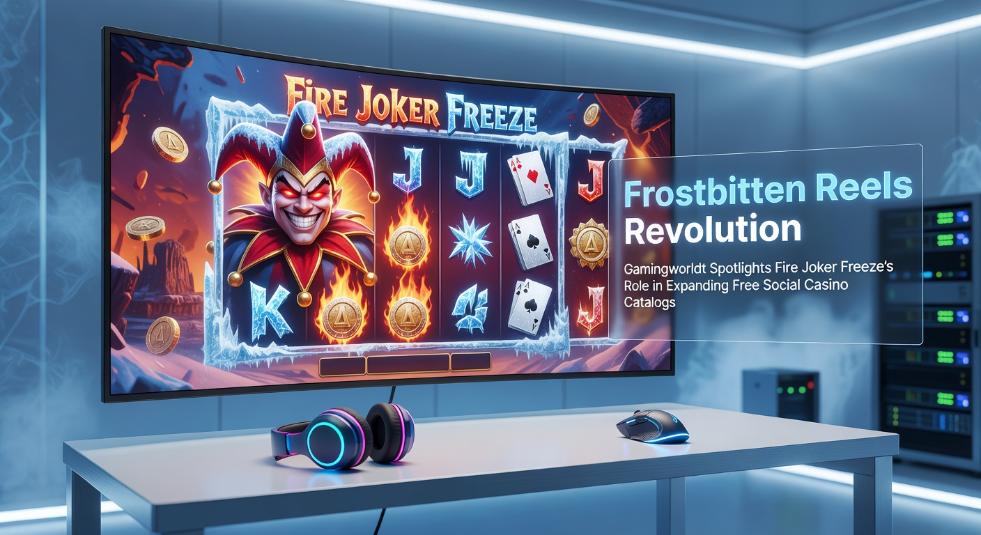 Vibrant screenshot of Fire Joker Freeze slot reels with icy symbols and fiery joker wilds on a frosty background, capturing the game's chilling yet thrilling visuals