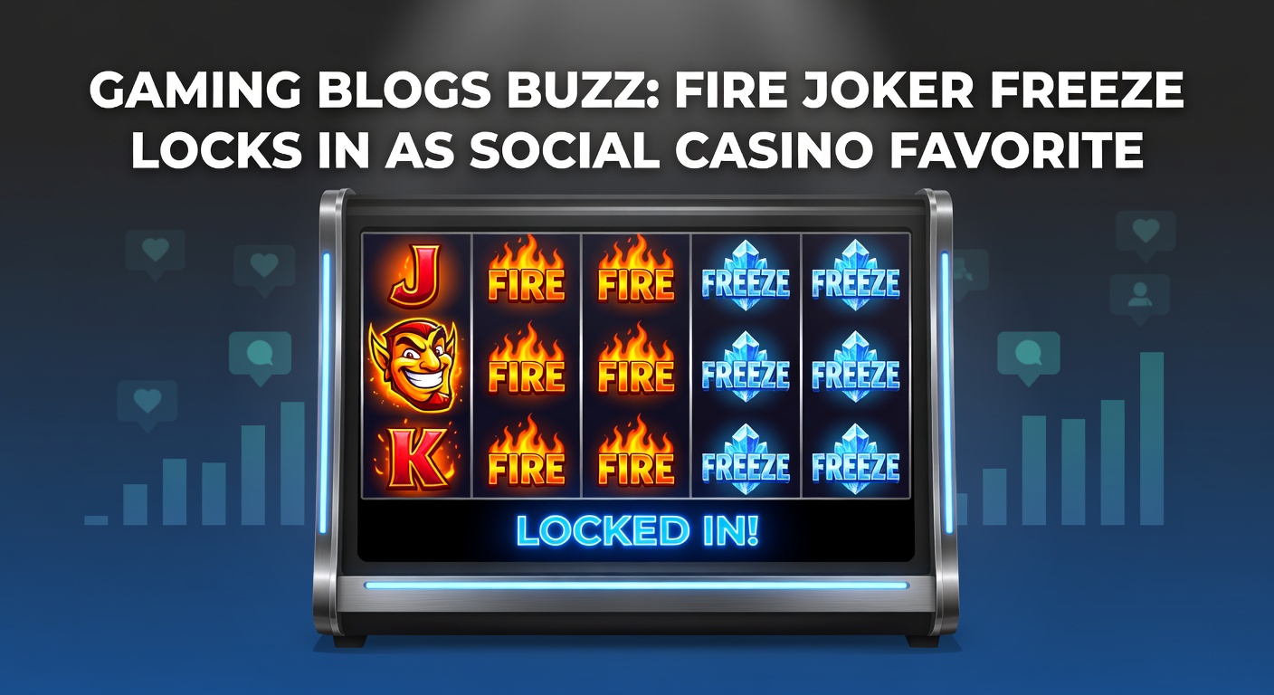 Vibrant screenshot of Fire Joker Freeze slot interface on a social casino app, showing icy reels with flaming joker symbols and frozen wilds activating a big win