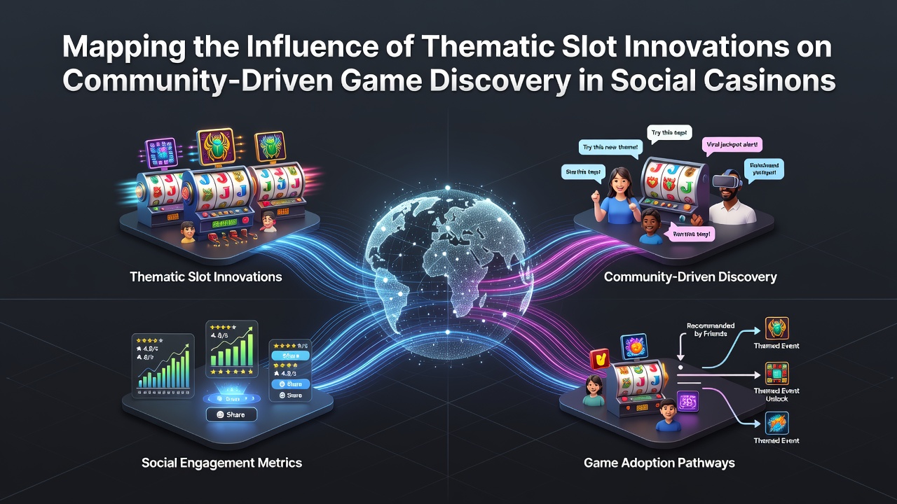 Visualization of thematic slot innovations influencing player communities in social casinos